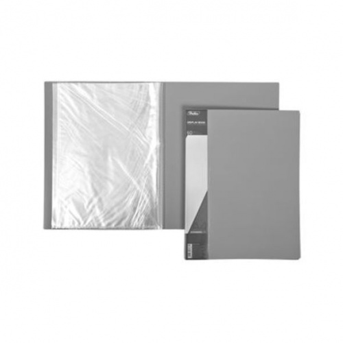 60AV4_00114 Папка Пластиковая Hatber 60 вкладышей А4ф корешок 21 мм STANDARD Серая