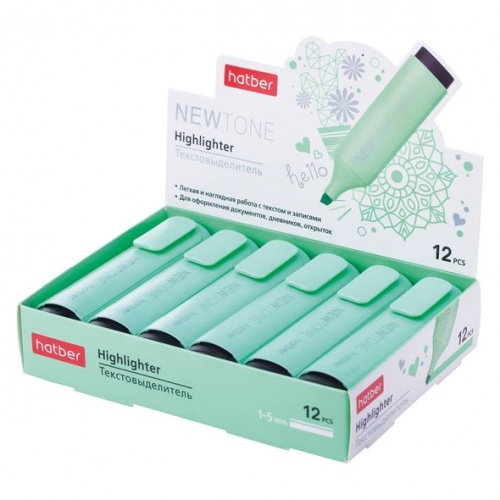 HL_060875 Текстовыделитель Hatber NEWtone PASTEL клиновидный пишущий узел Мятный