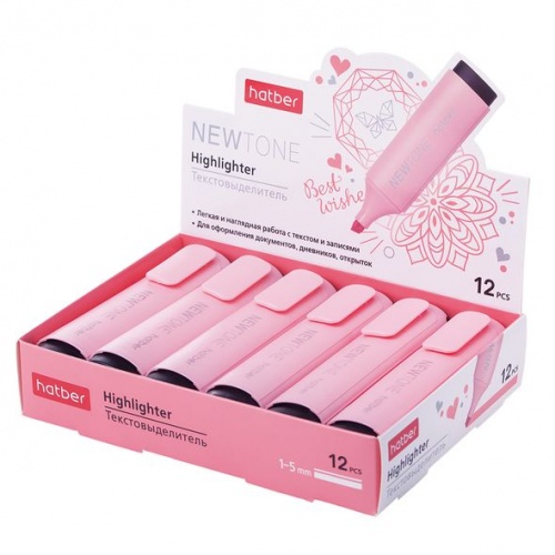 HL_060877 Текстовыделитель Hatber NEWtone PASTEL клиновидный пишущий узел Розовый