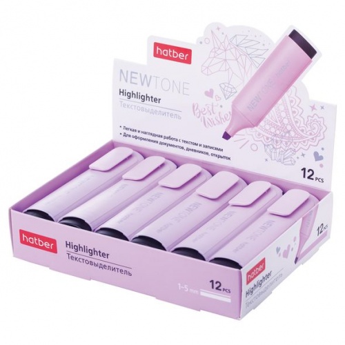 HL_060878 Текстовыделитель Hatber NEWtone PASTEL клиновидный пишущий узел Сиреневый