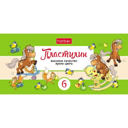 KPn_06883 Пластилин 6 цв. 90г Hatber со стеком -Веселые истории-