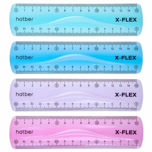 RL_067310 Линейка Пластиковая гибкая 15см Hatber X-Flex цветная-Ассорти-  в пакете с европодвесом