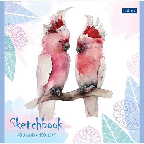 40Б5лA `Premium` Блокнот SketchBook 40л А5ф 165х165мм без линовки 100г/кв.м на скобе Обложка мел.картон мат. ламинация серия -Нежная акварель-