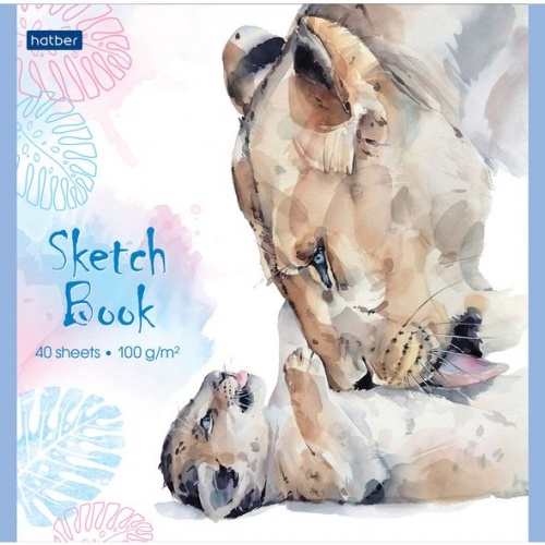 40Б5лA `Premium` Блокнот SketchBook 40л А5ф 165х165мм без линовки 100г/кв.м на скобе Обложка мел.картон мат. ламинация серия -Нежная акварель-