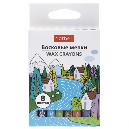 CR_090285 Мелки восковые 8 цв. Art Time круглый корпус диаметр 9мм в карт. короб. с европодвесом