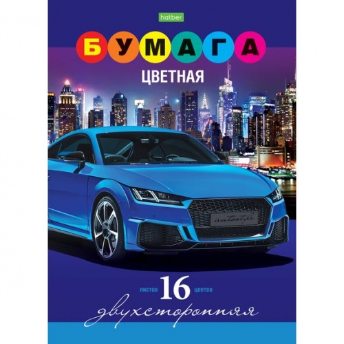 16Бц4_21086 "ECO" Набор бумаги цветной Двухсторонней Бумага Офсетная 16л 16 цв. А4ф Обложка мел.картон на скобе-АВТО- 